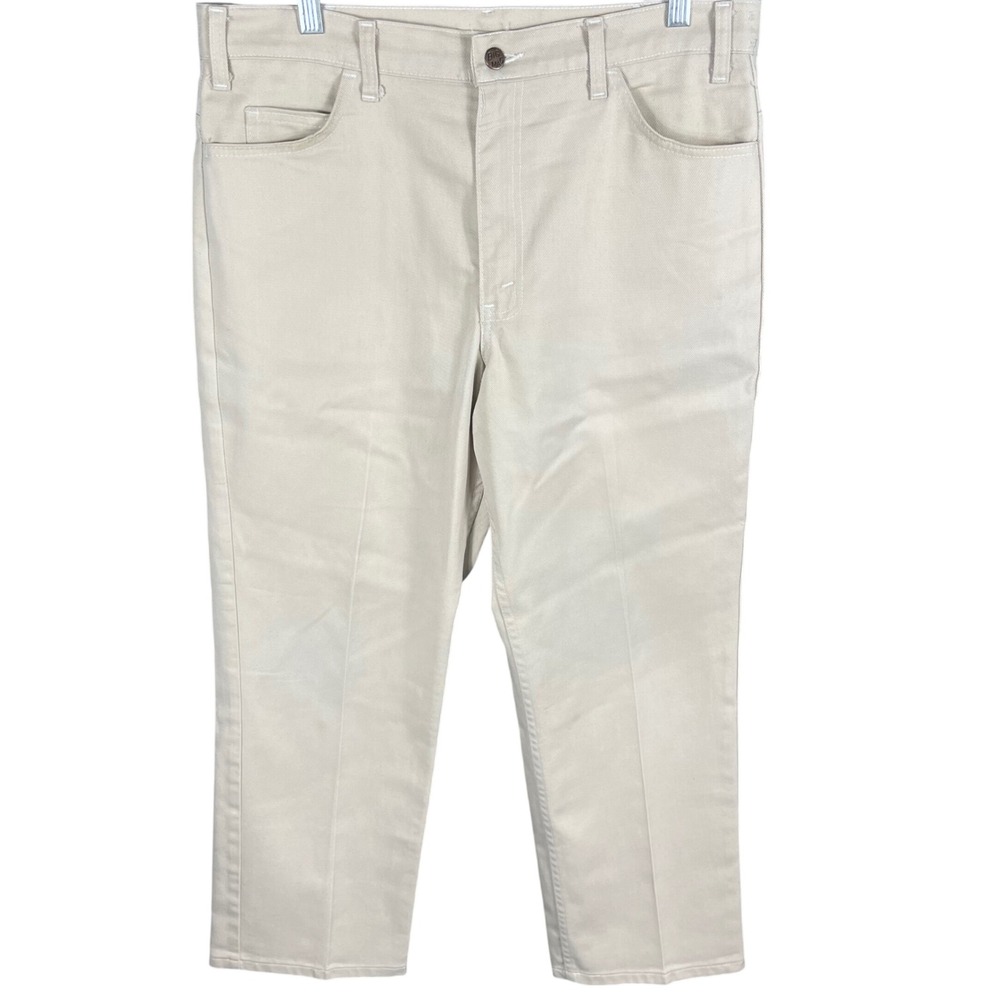 Big Mac Work Pants Mens 35x28 Beige Khaki Twill Straight Utility Trousers
